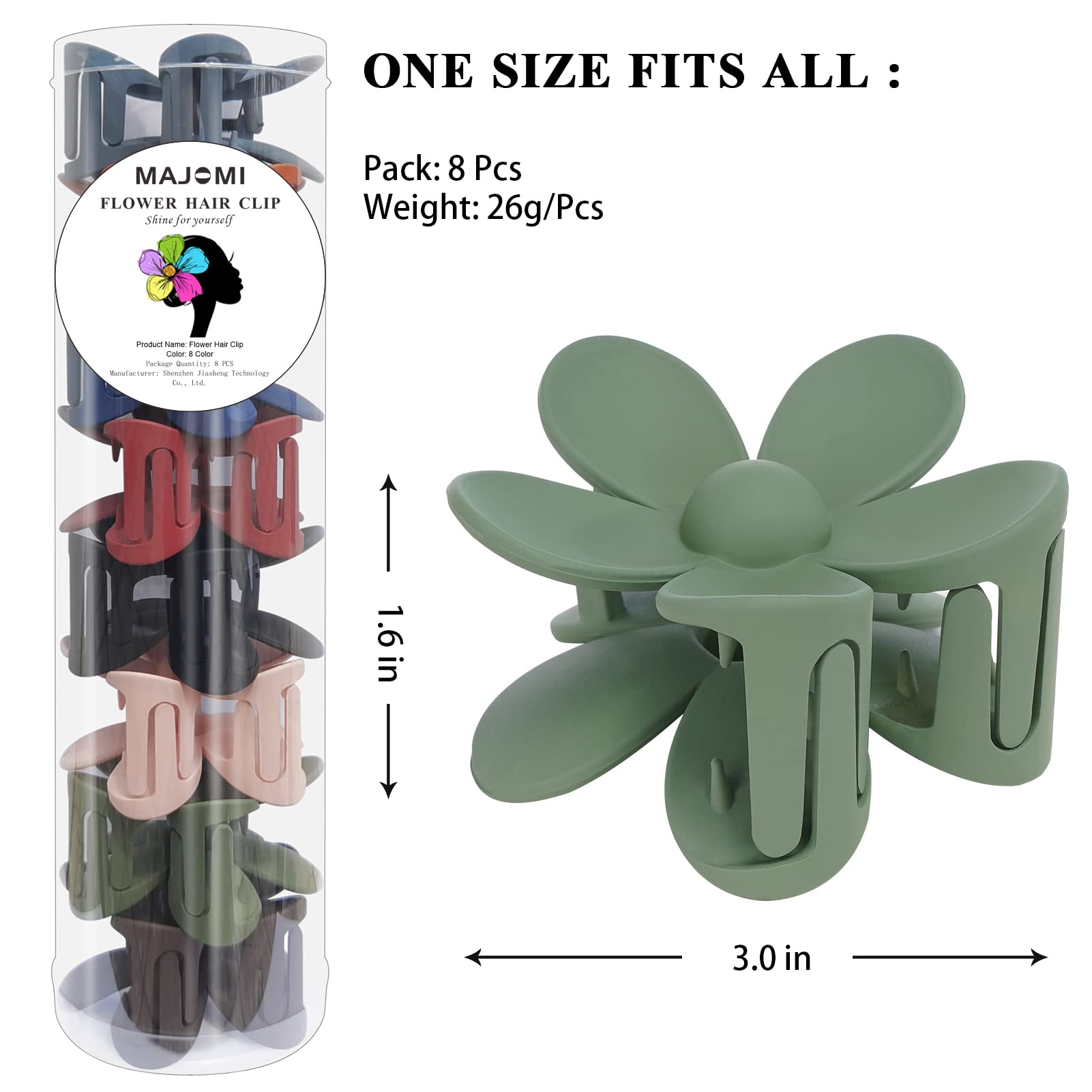MAJOMI daisy flower clip close-up showing secure grip performance