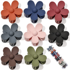 MAJOMI flower hair claw clips 8-piece set in matte colors for daily styling