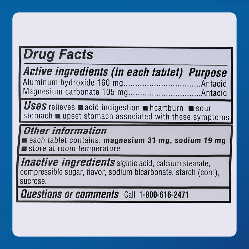 MAJOR Acid Gone bottle pouring tablets for on-the-go relief.