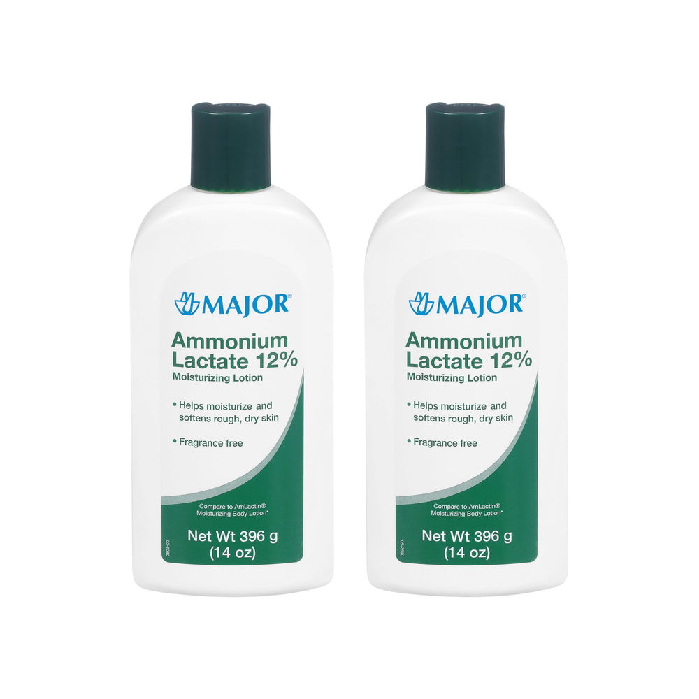 Major Ammonium Lactate 12% lotion bottle for fragrance-free daily hydration.