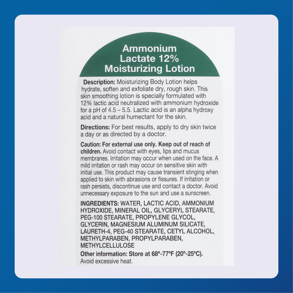Lactic acid and humectant ingredients highlighted in Major lotion.