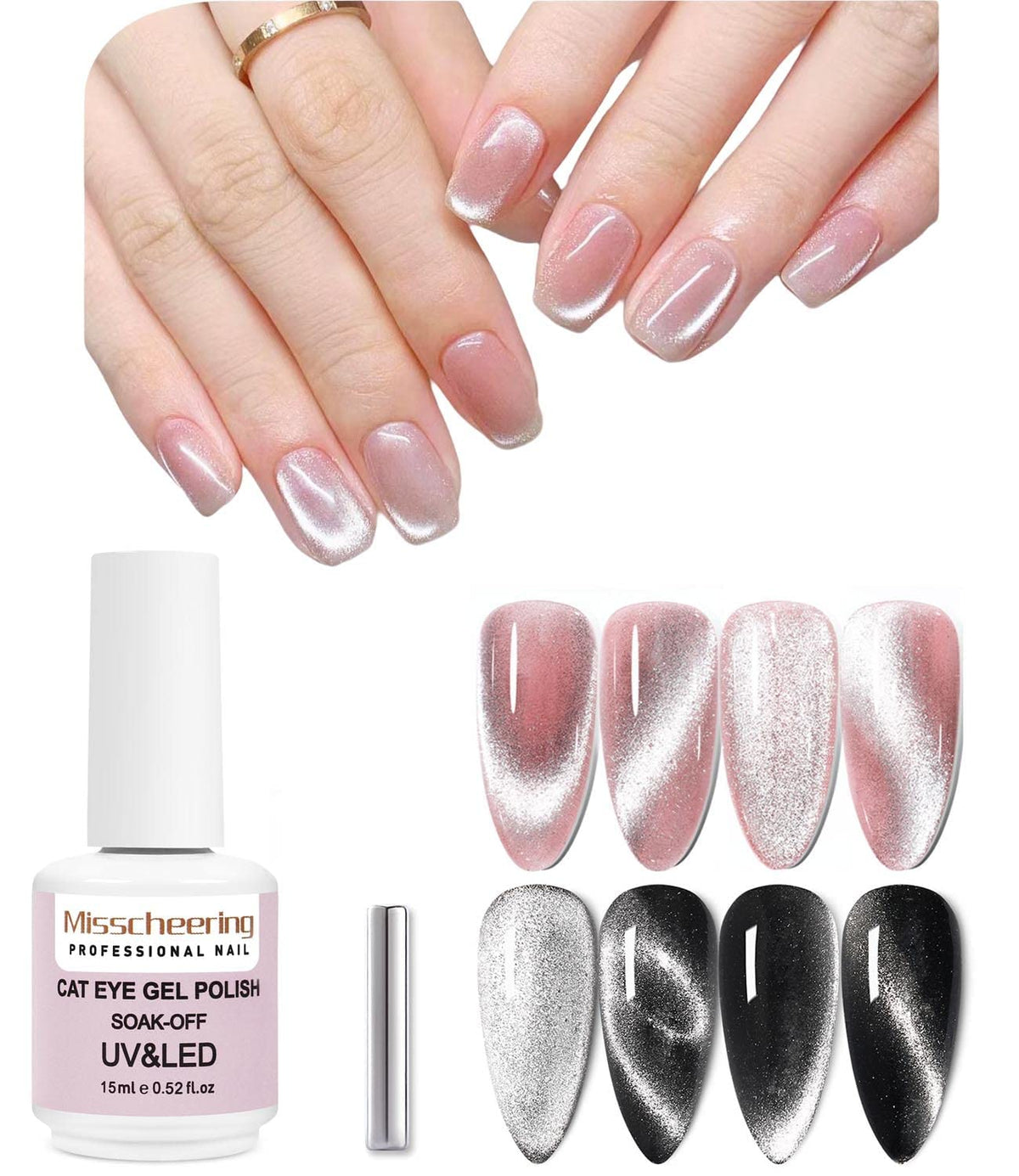 Major Dijit Cat Eye Gel Polish magnet creates a magnetized cat-eye shimmer for chic nail art