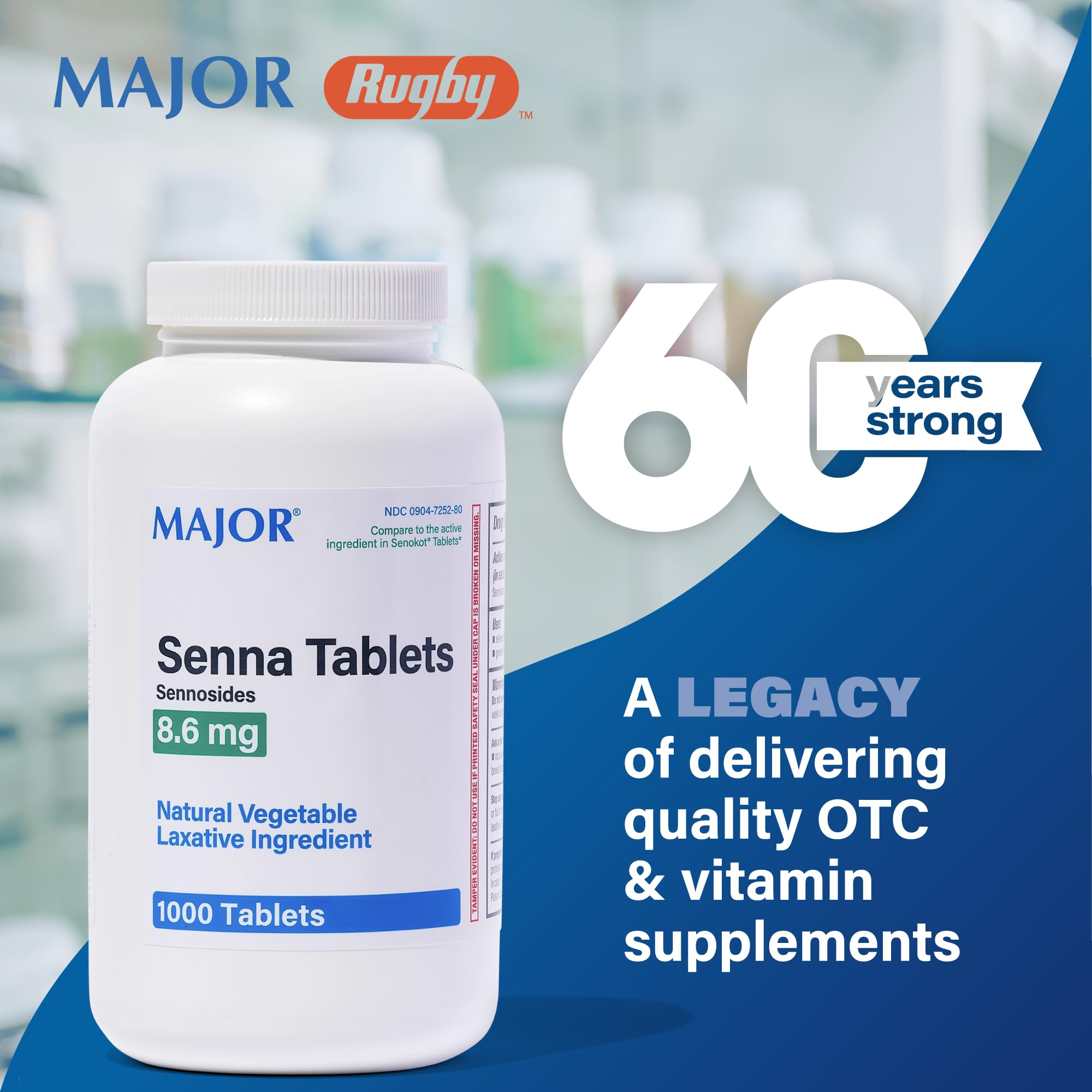 MAJOR Senna 8.6 mg box and foil blister indicating quality formulation