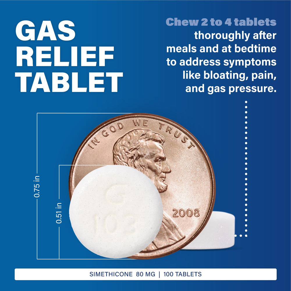 MAJOR Simethicone chewable tablets close-up highlighting 80 mg dose for quick relief