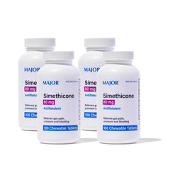 MAJOR Simethicone gas relief packaging shows convenient four-pack for on-the-go relief