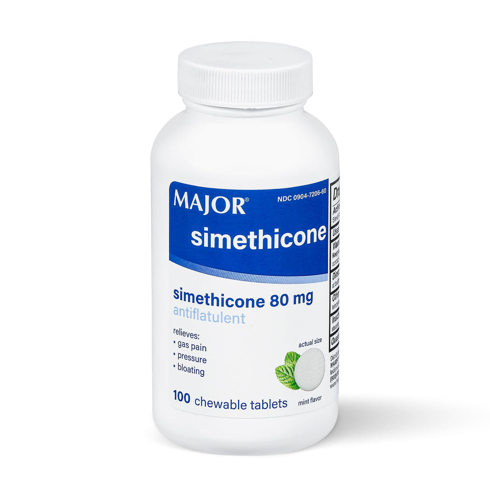 MAJOR Simethicone Gas Relief tablets pack shot for reliable post-meal comfort