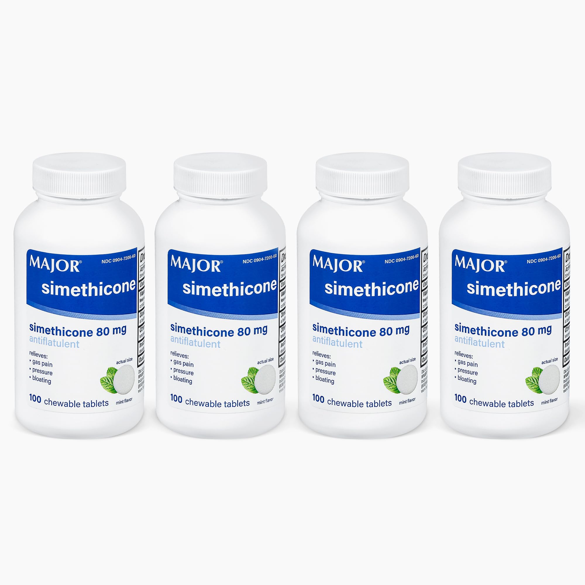 MAJOR Simethicone Gas Relief tablets pack—chewable relief after meals.