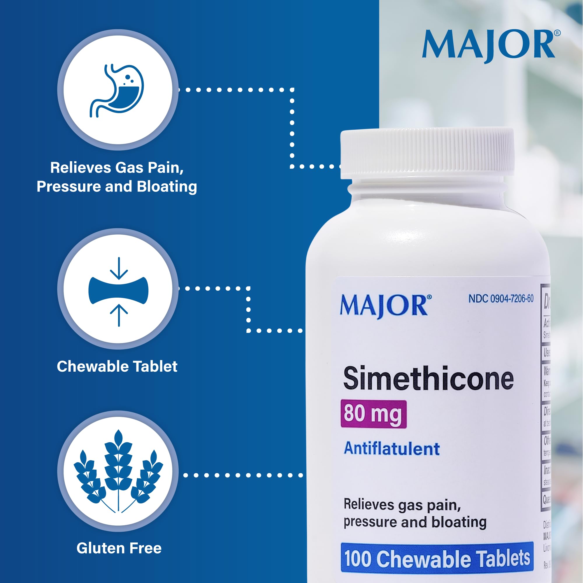 MAJOR Simethicone tablets after meals demonstrate easy consumption