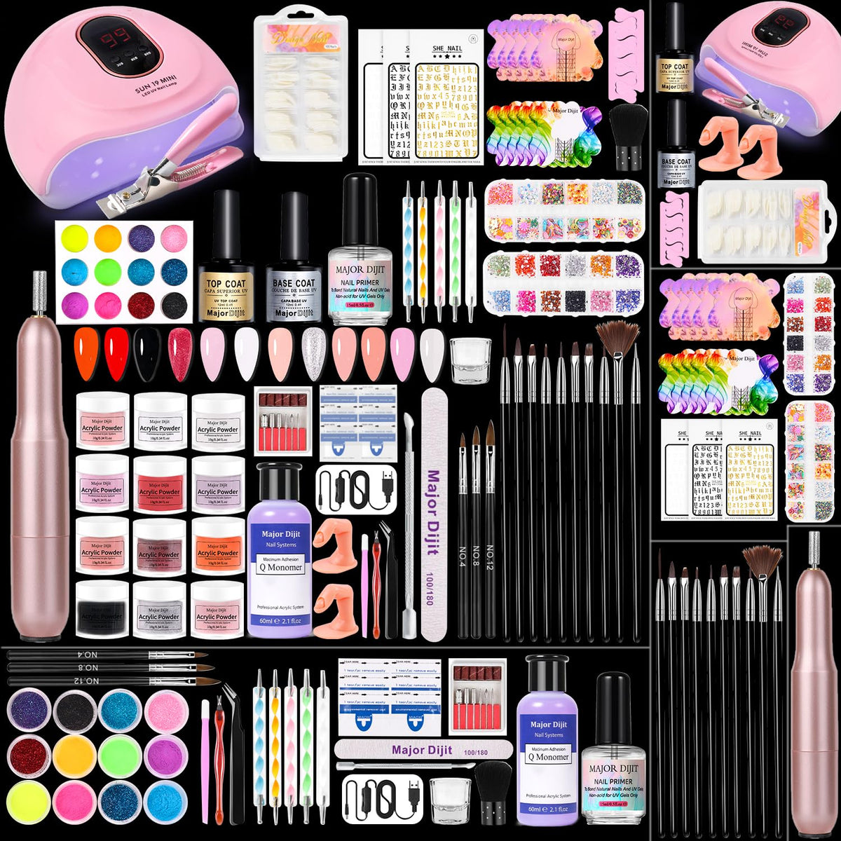 Major Dijit complete nail kit LED lamp setup for home salon use