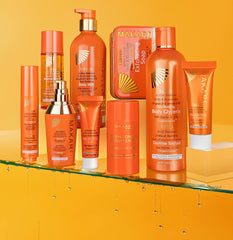 MAKARI Extreme carrot oil amber bottle shows nourishing, brightening ingredients.