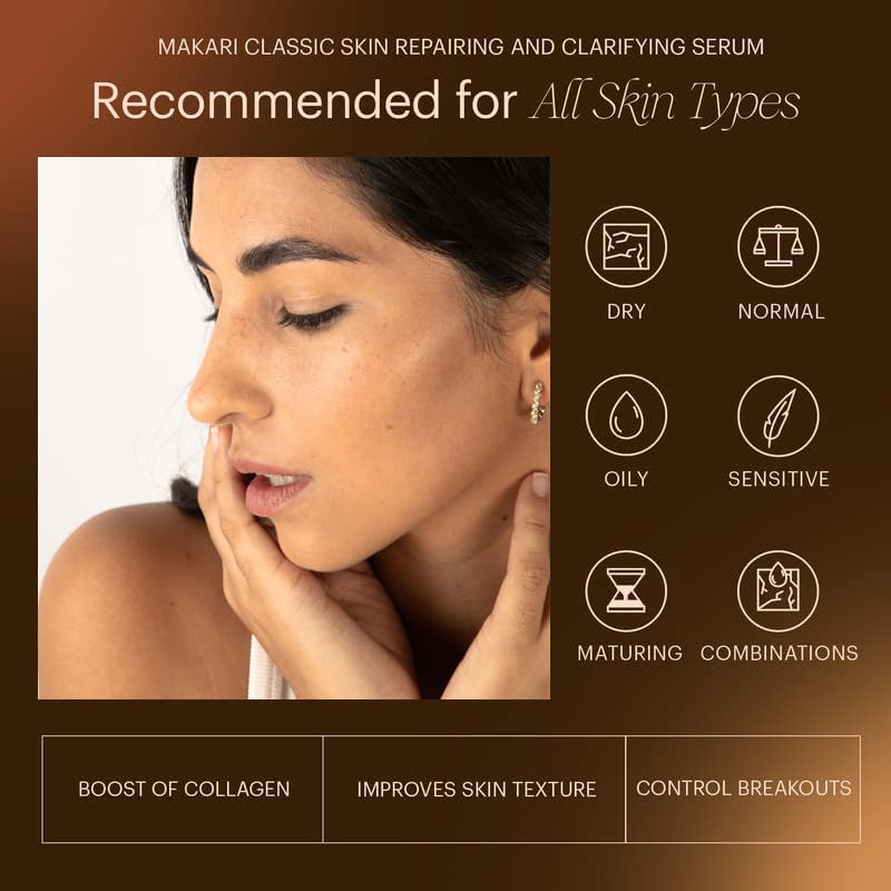 Makari serum texture-closeup illustrates smooth, lightweight feel on skin