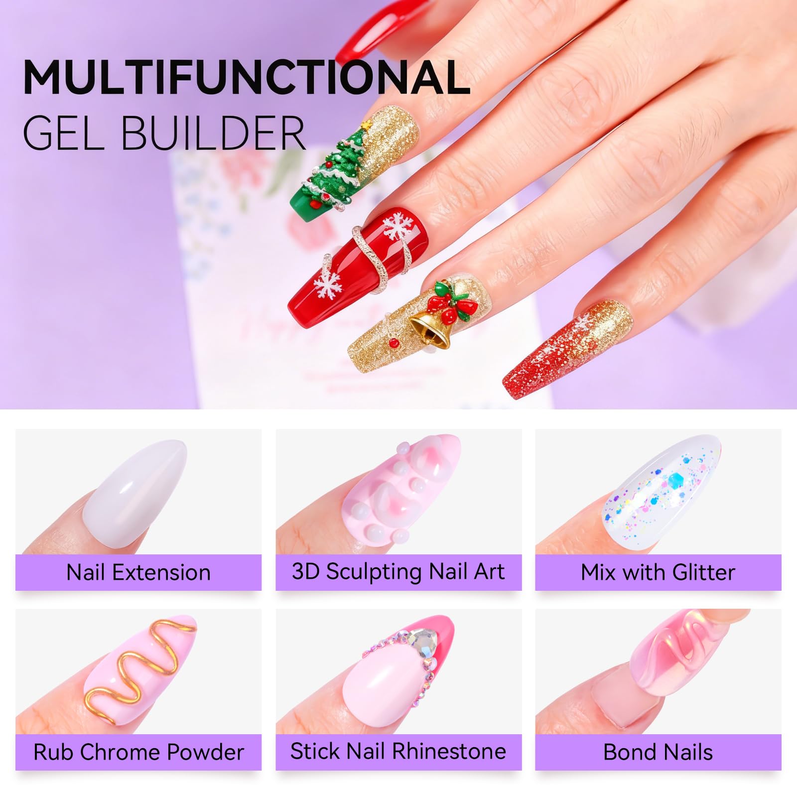 Makartt 3D gel builder extension creates crisp length with a natural feel.