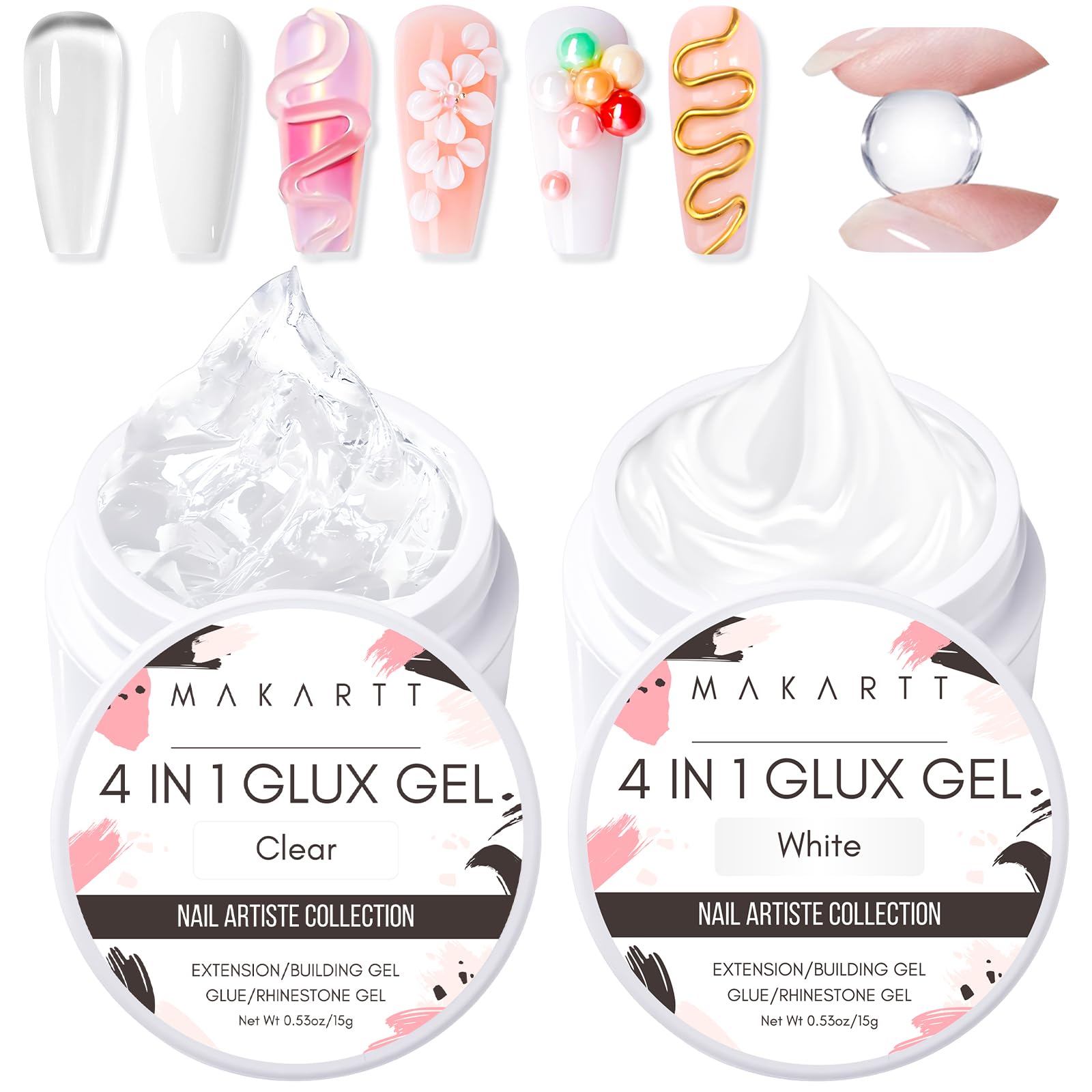 Makartt 3D Gel Nail Art kit clear jar showcases sculpting gel for 3D nail art.