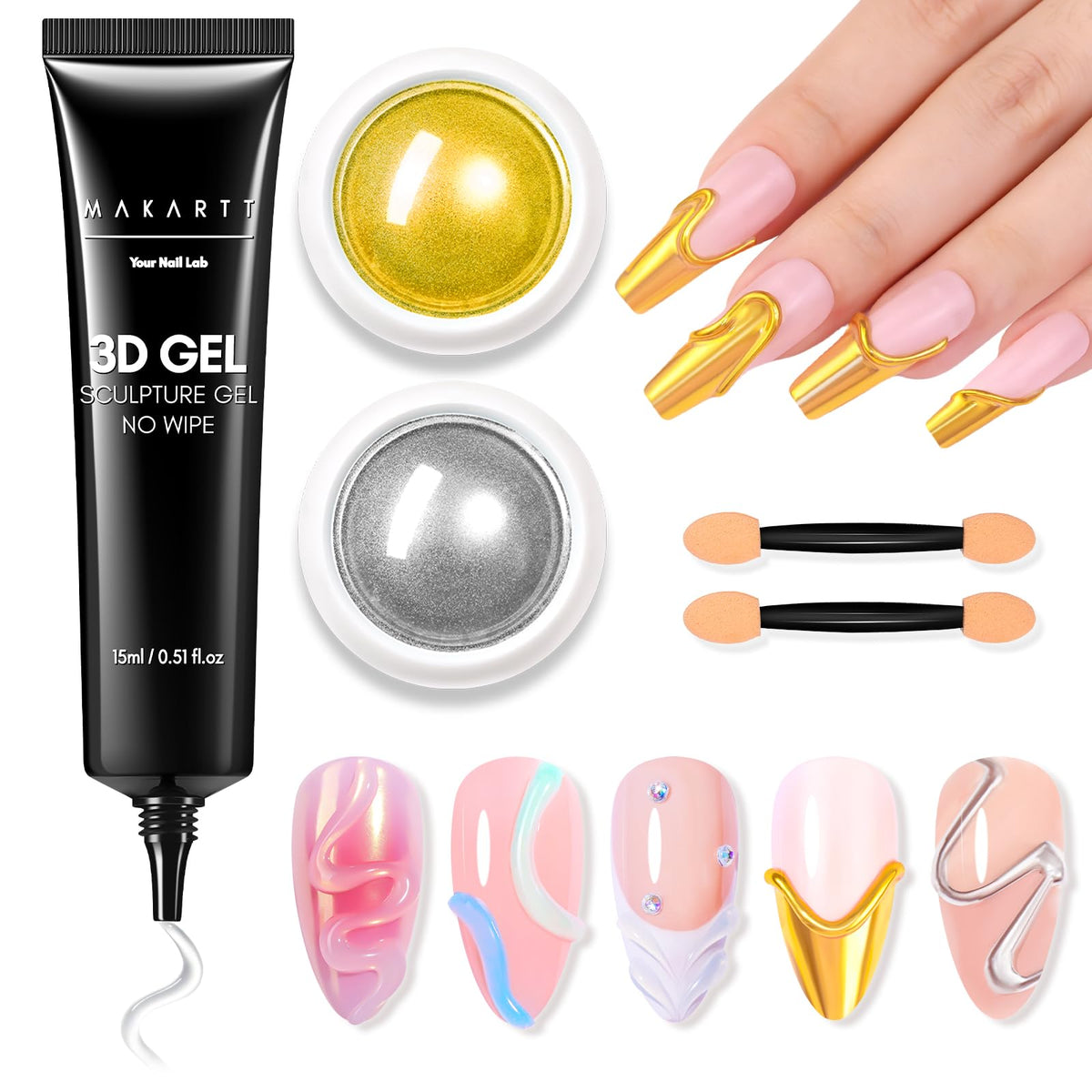 Makartt 3D gel nail art kit closeup for easy at-home DIY designs