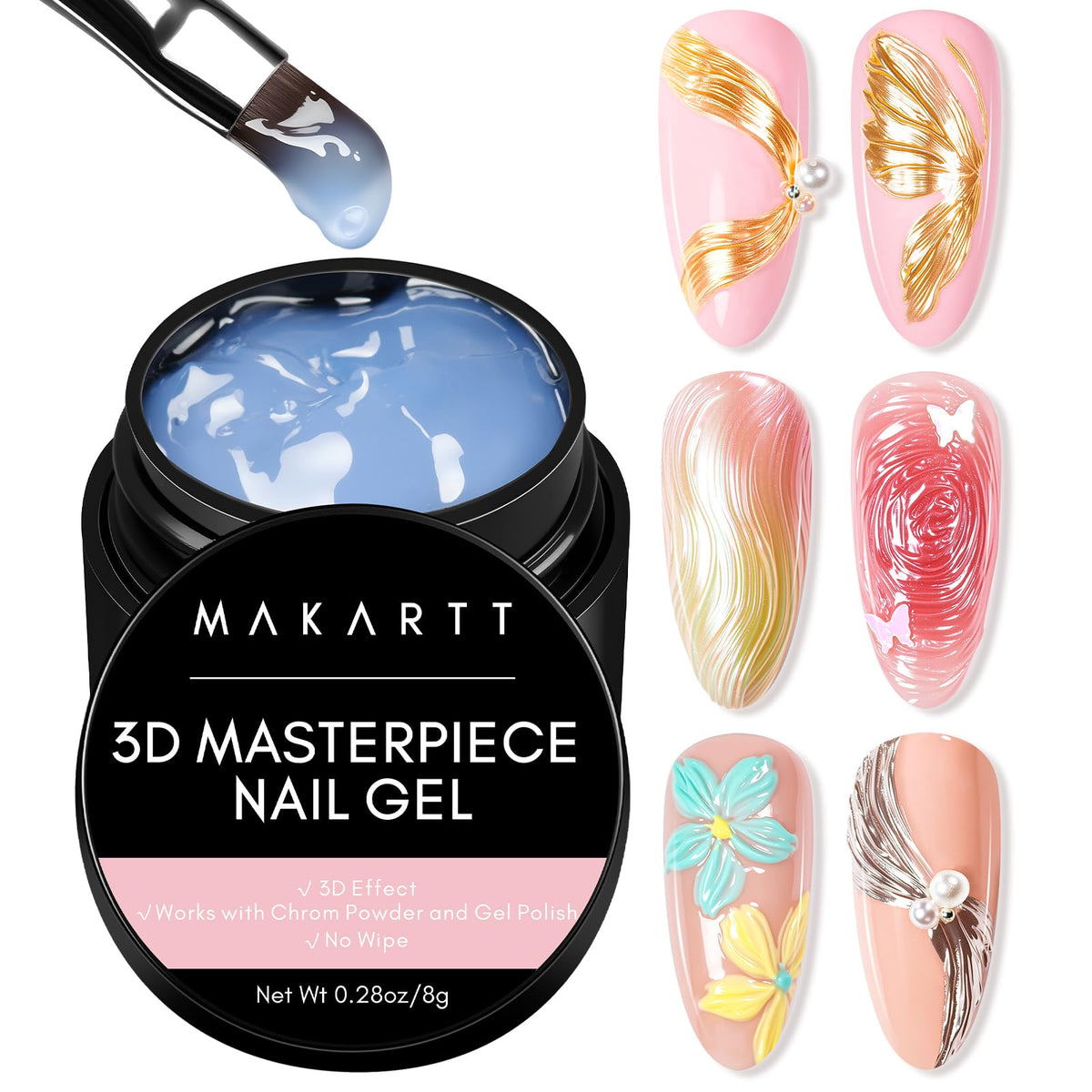 Makartt 3D Gel Nail Art masterpiece setup enables precise sculpting for DIY or pro manicures.