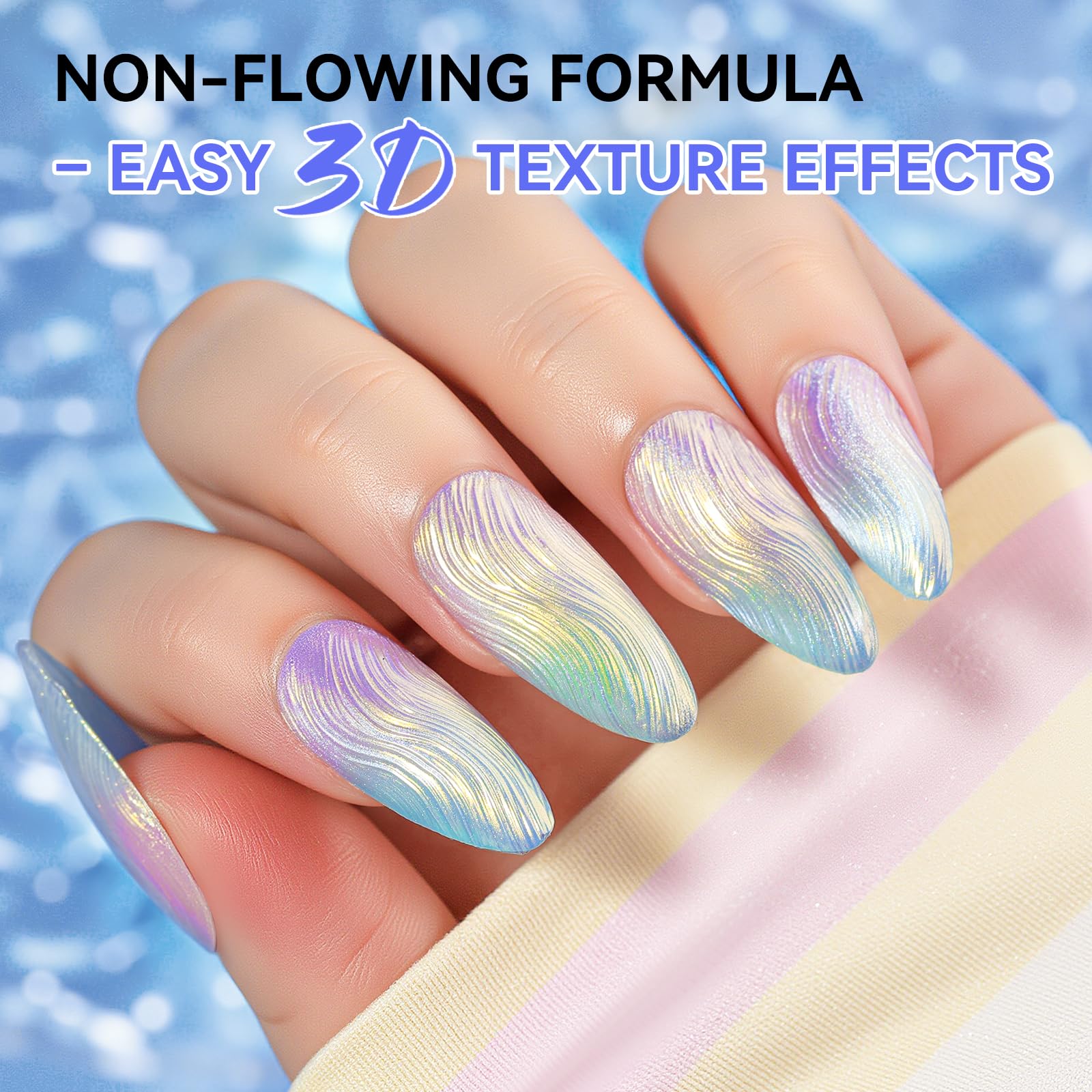 Makartt sculpting texture captures 3D gel's dimensional effect on nails.