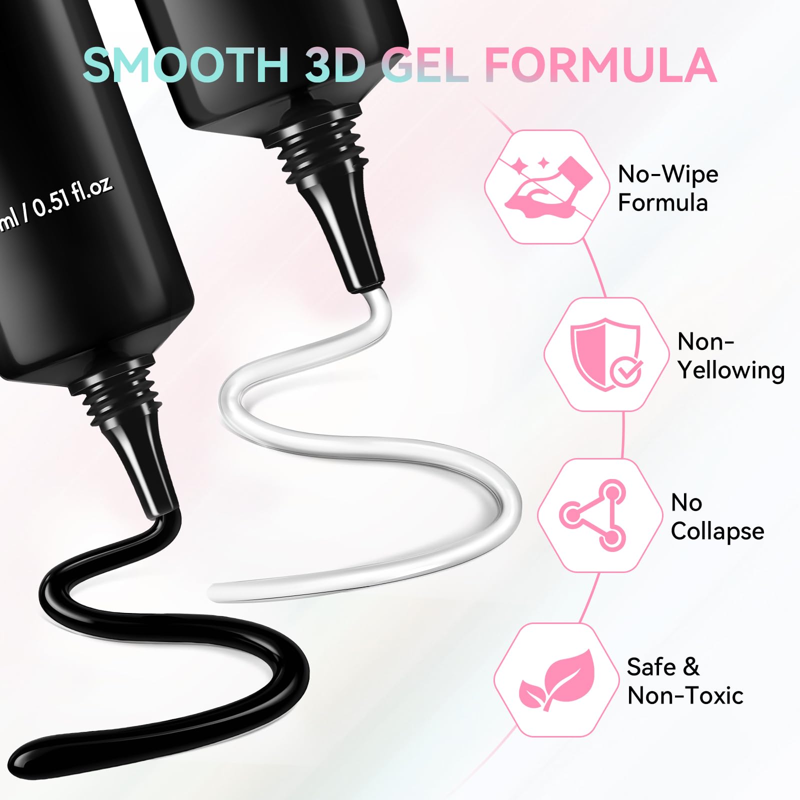Makartt 3D gel nail art set black gel for bold details.