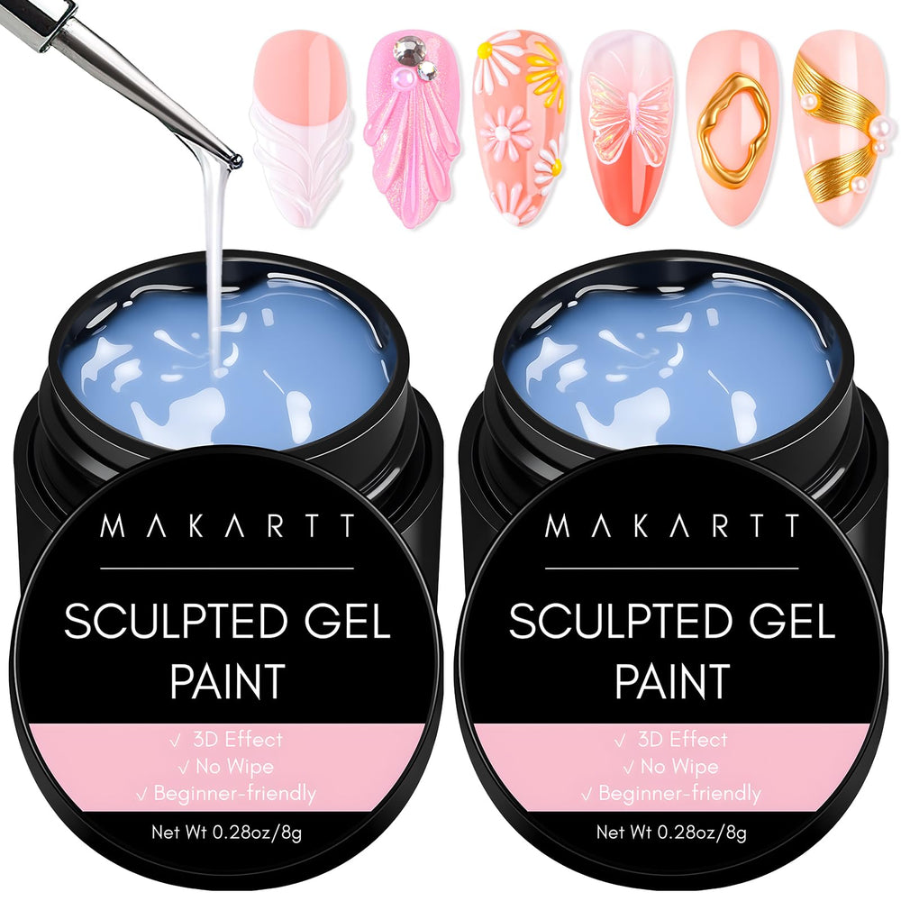 Makartt 3D Nail Gel Clear 2pcs package for precise sculpting and clean edge designs