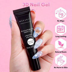 Makartt Whiteout Wonder 3D gel applied on nail for precise sculpting