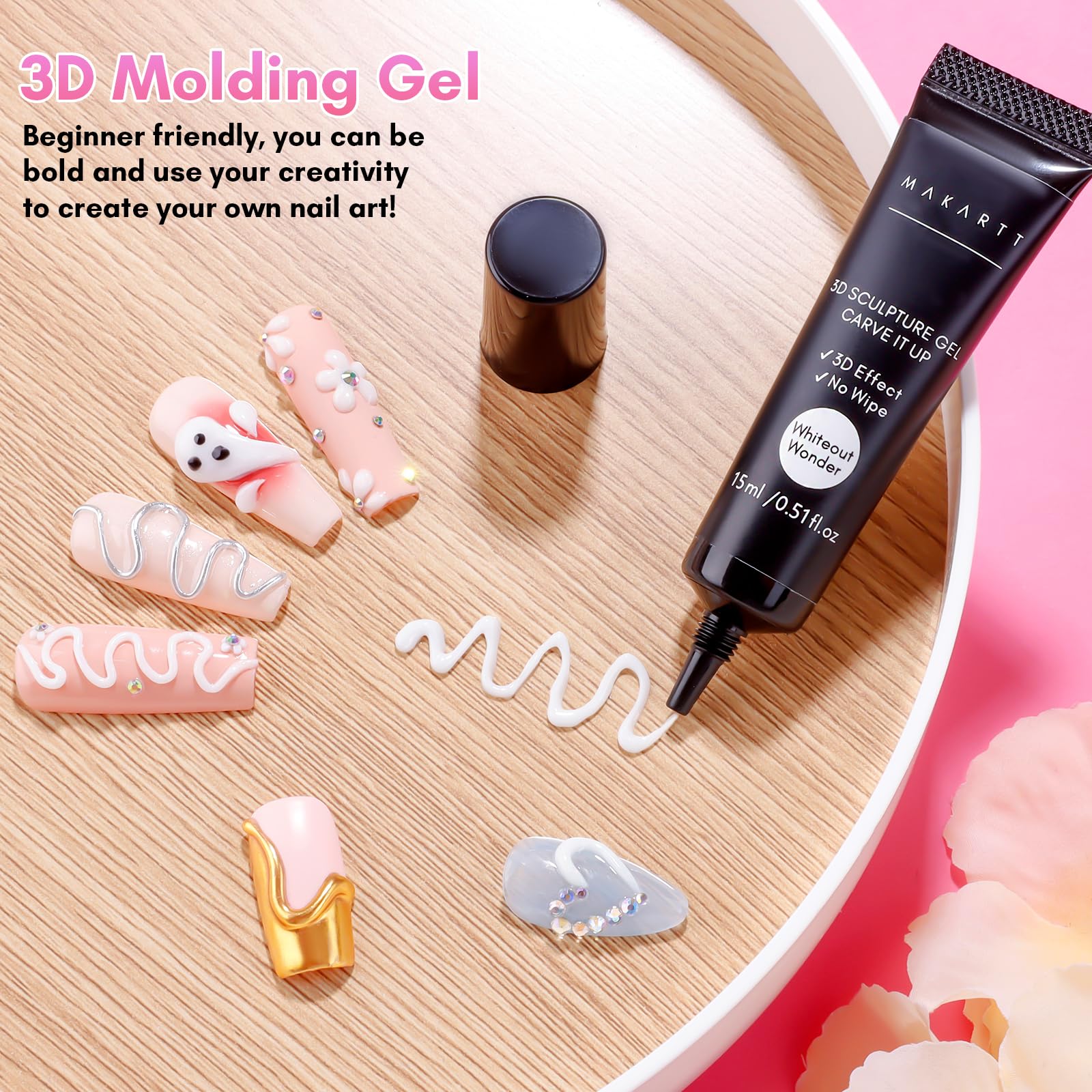 Makartt Whiteout Wonder 3D gel packaging emphasizes the easy squeeze-tube design