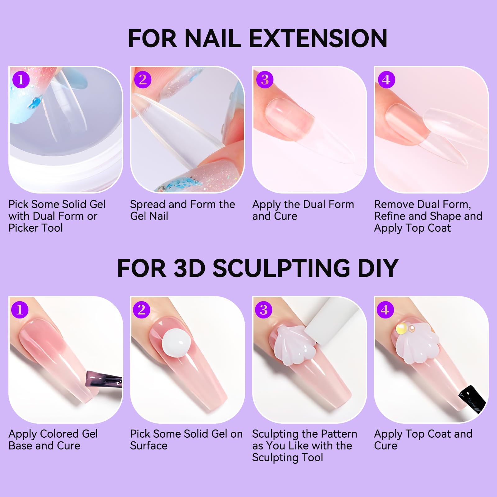 Makartt finished 3D nails showcase a shiny chrome finish.