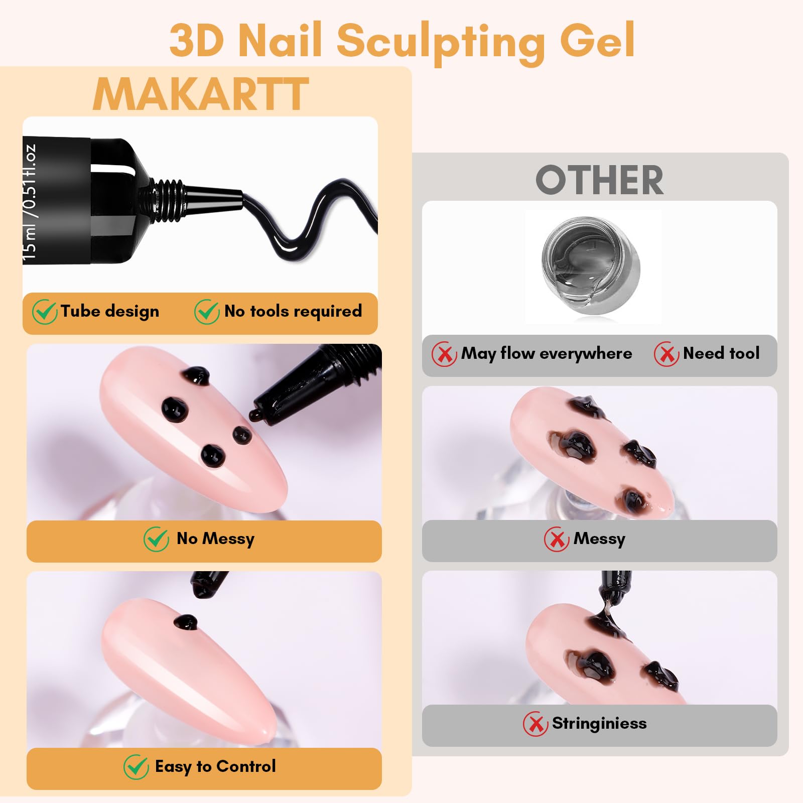 Makartt 3D sculpting demo creating shells and water-drop shapes on nails.