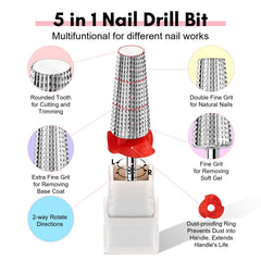Makartt 5 in 1 nail drill bits top view highlights precise ergonomic design for smooth manicures