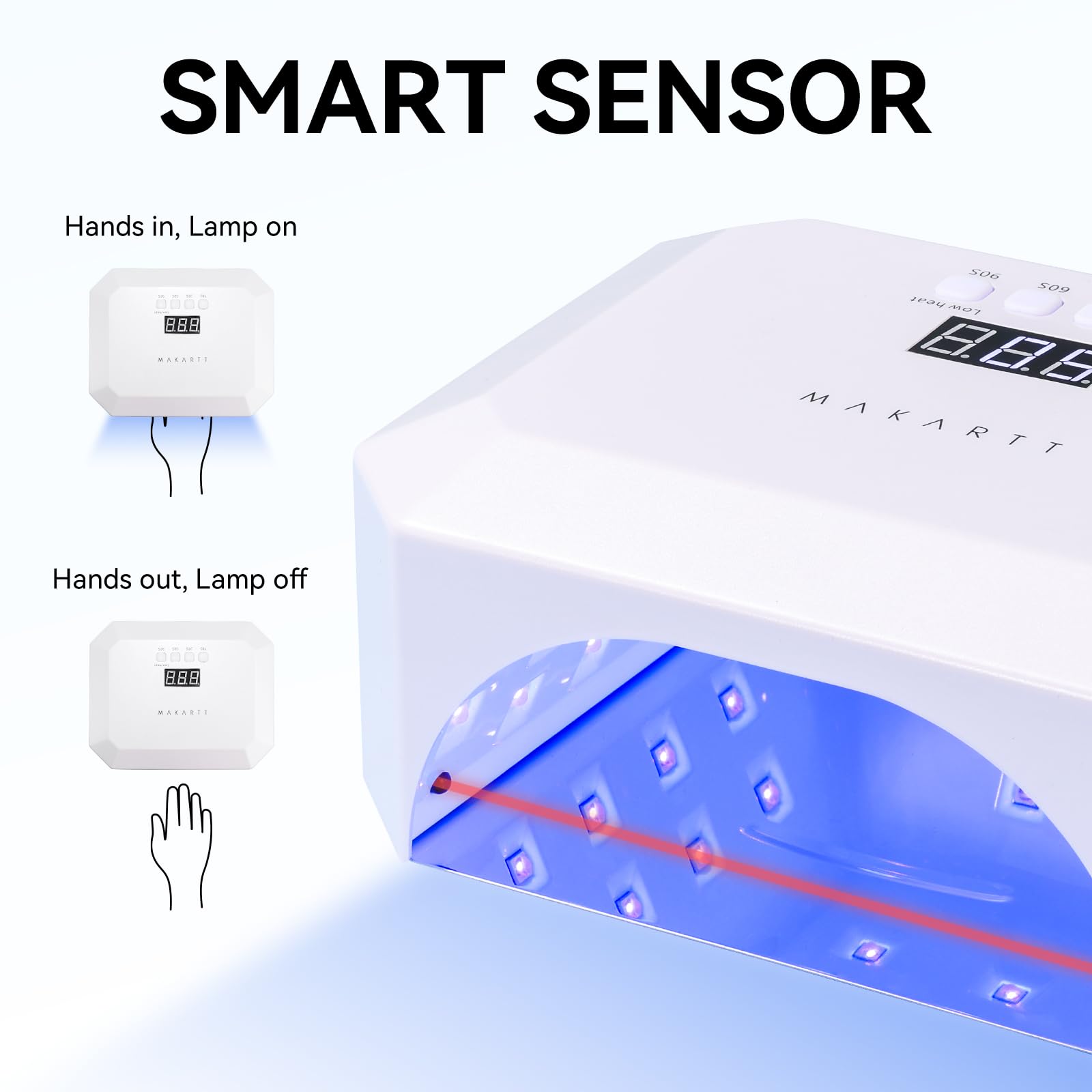 Makartt Aurora 36W nail lamp compact portable design fits small spaces.