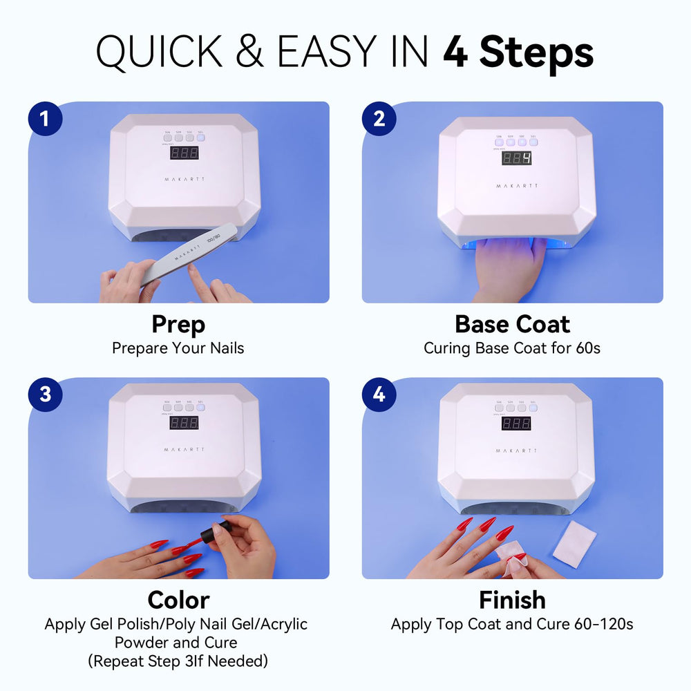 Makartt Aurora 36W nail lamp compatibility with UV/LED gel polishes.