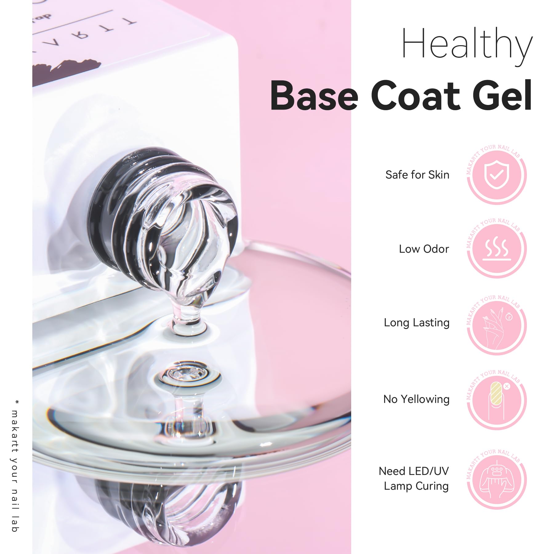 Makartt base coat provides strong bonds for natural nails and gel colors