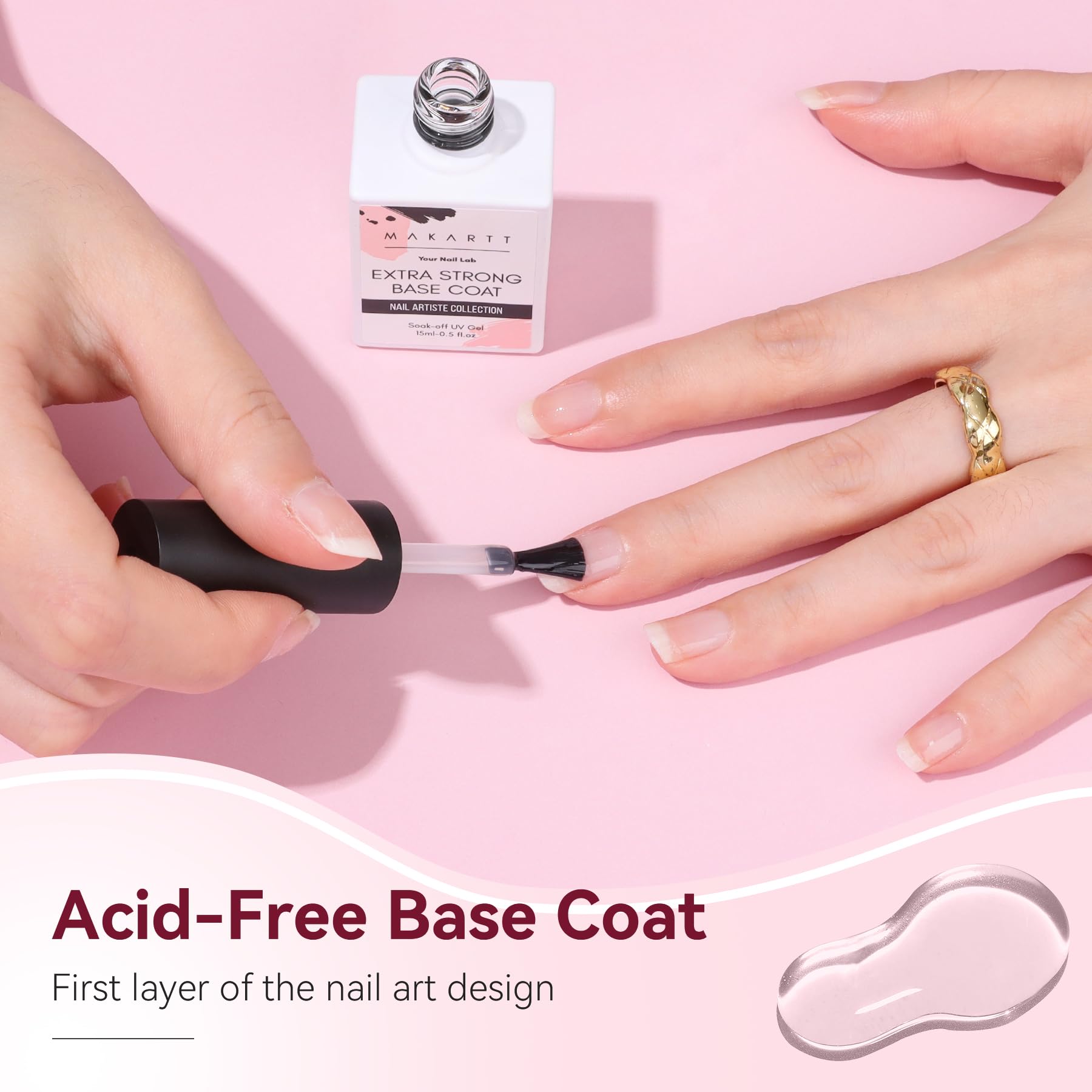 Makartt base coat cures quickly under UV/LED lamps for faster manicures