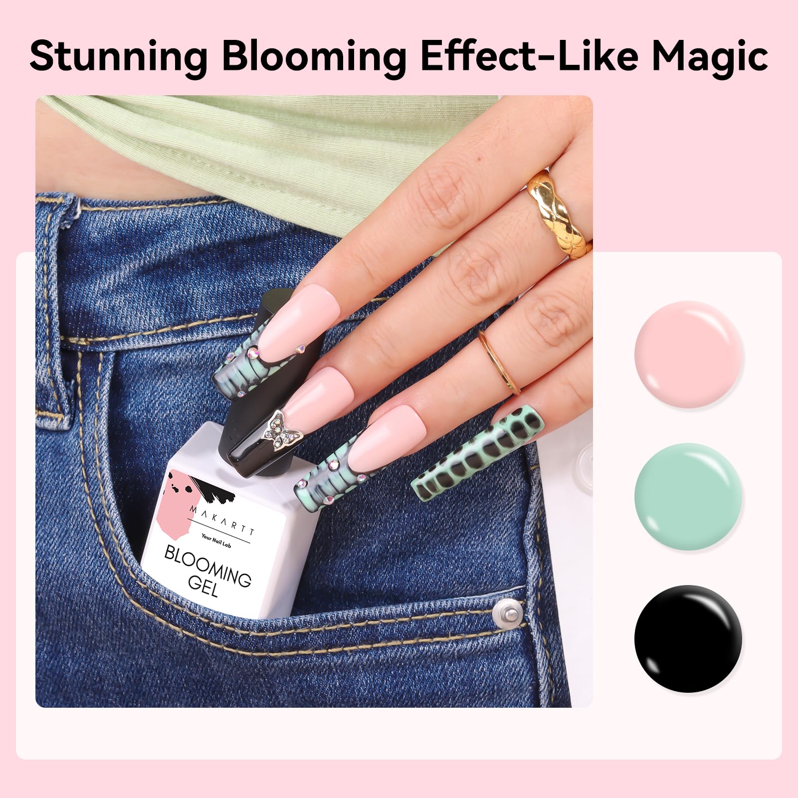 Makartt Blooming Gel-Clear color-collision test showing blooming patterns with colors