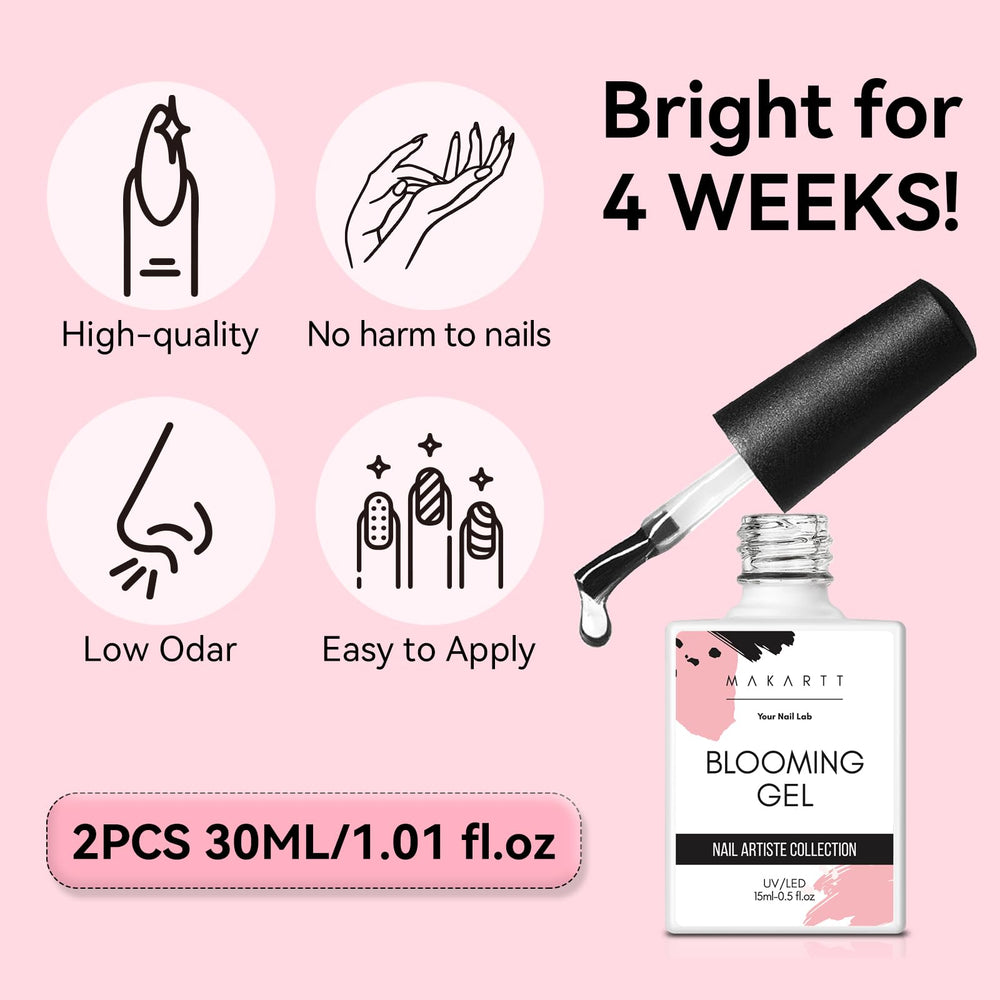 Makartt Blooming Gel-Clear low-odor formula close-up for comfortable manicures
