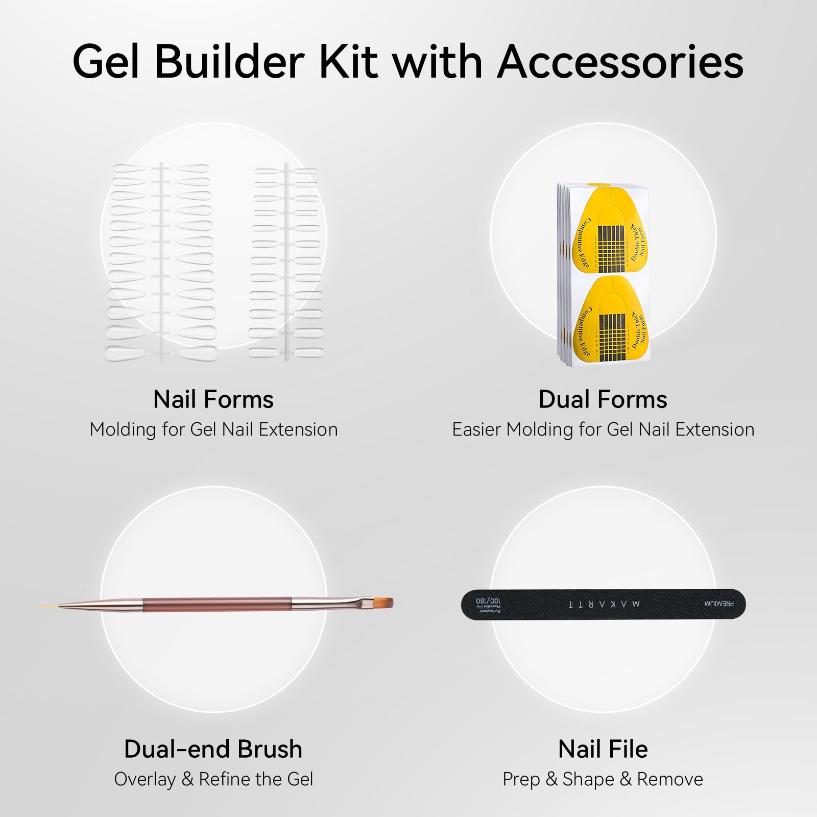 Makartt builder kit dual-ended brush enabling broad coverage and fine detailing.