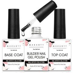 Makartt builder gel clear bottle close-up shows apex building and protection.
