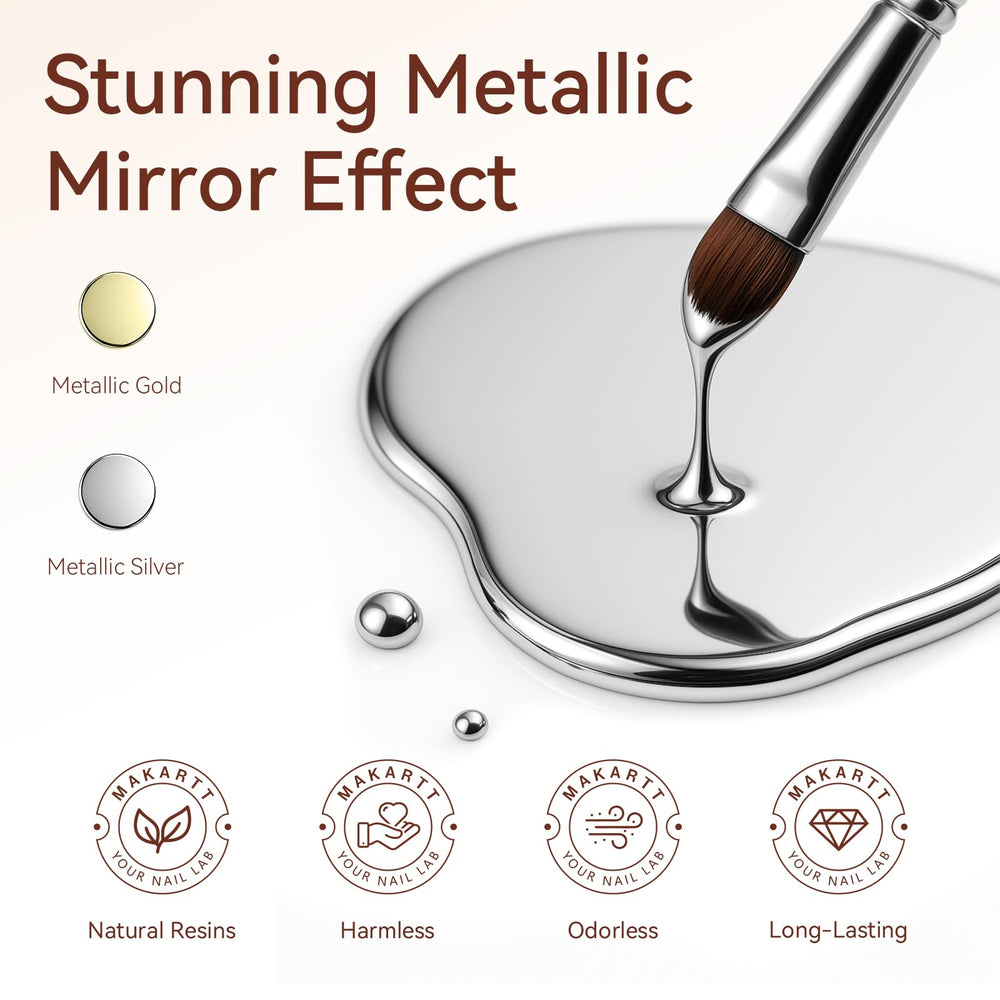 Makartt chrome gel close-up showing high-gloss mirror finish