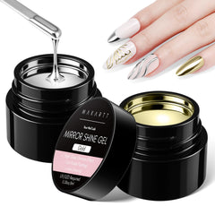 Makartt chrome gel set in silver and gold for mirror finish nail art