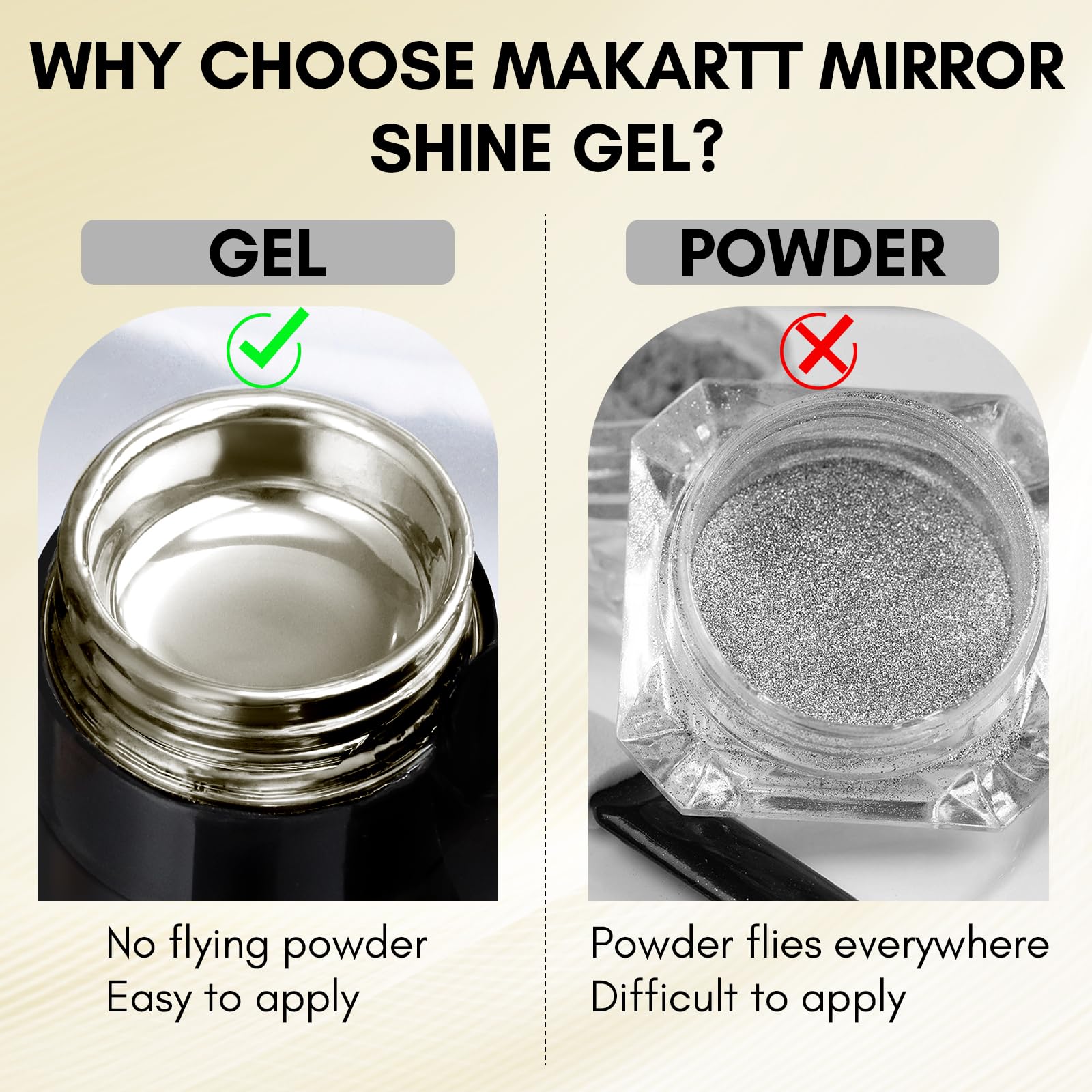 Makartt chrome gold curing under LED/UV, highlighting proper activation.