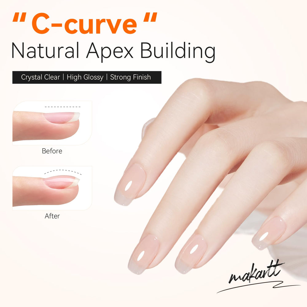 Makartt Clear Builder Nail Gel shaping the nail apex during application