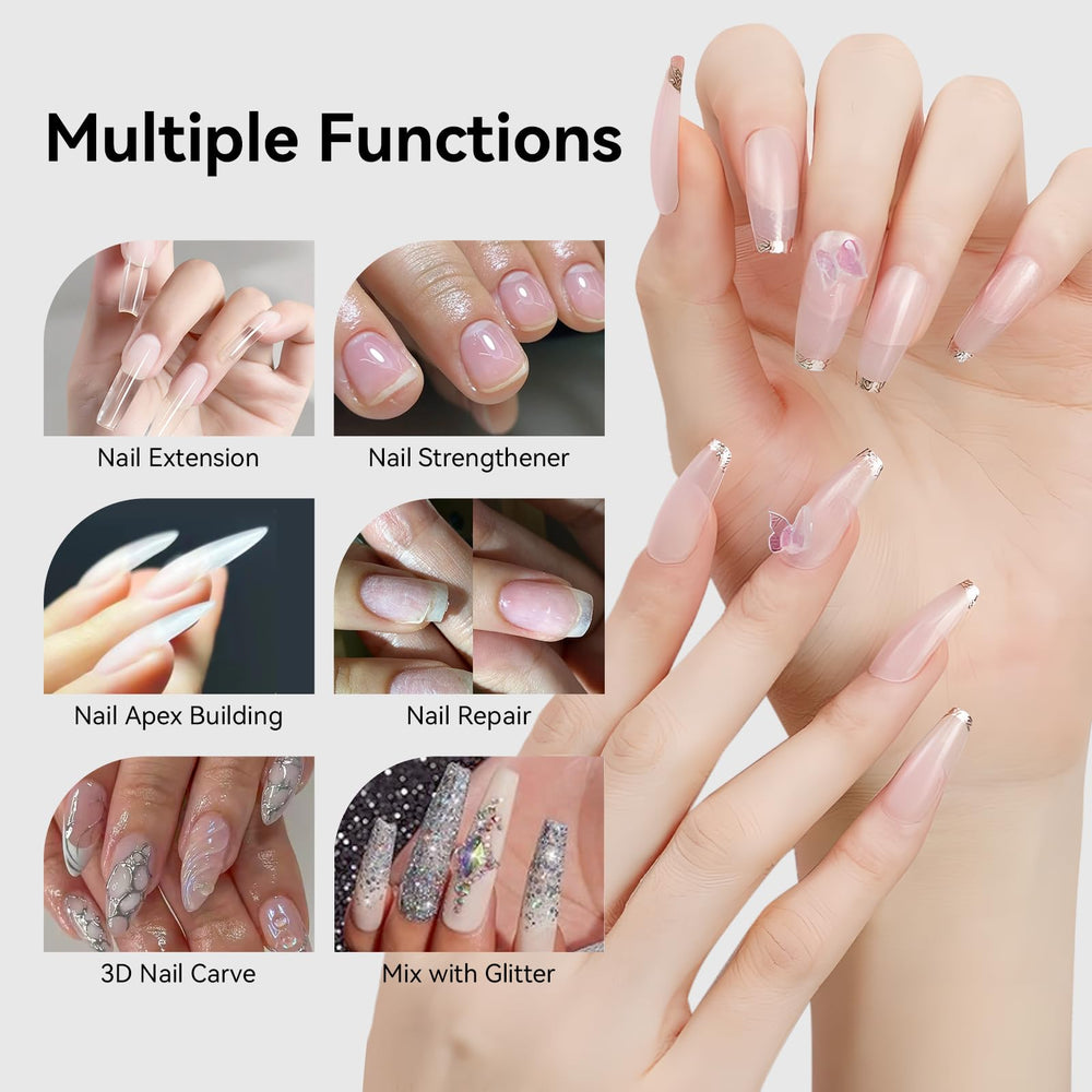 Makartt clear nail gel being applied for smooth, even extension.