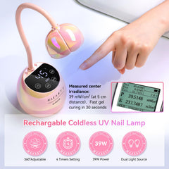 Makartt cordless lamp offers rechargeable portability for on-the-go gel manicures.