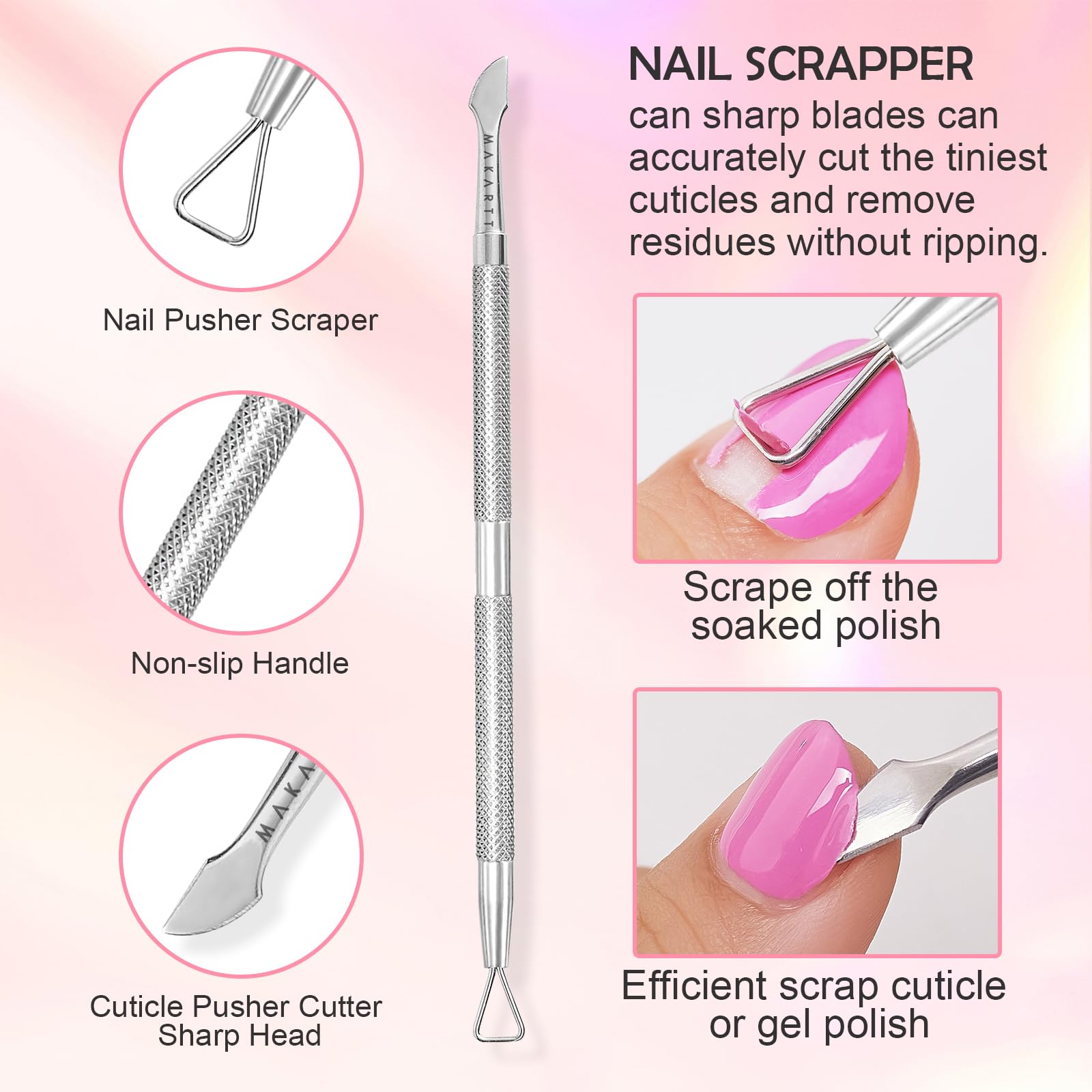 Makartt Cuticle Trimmer ergonomic handle provides comfortable grip during detailed nail prep.