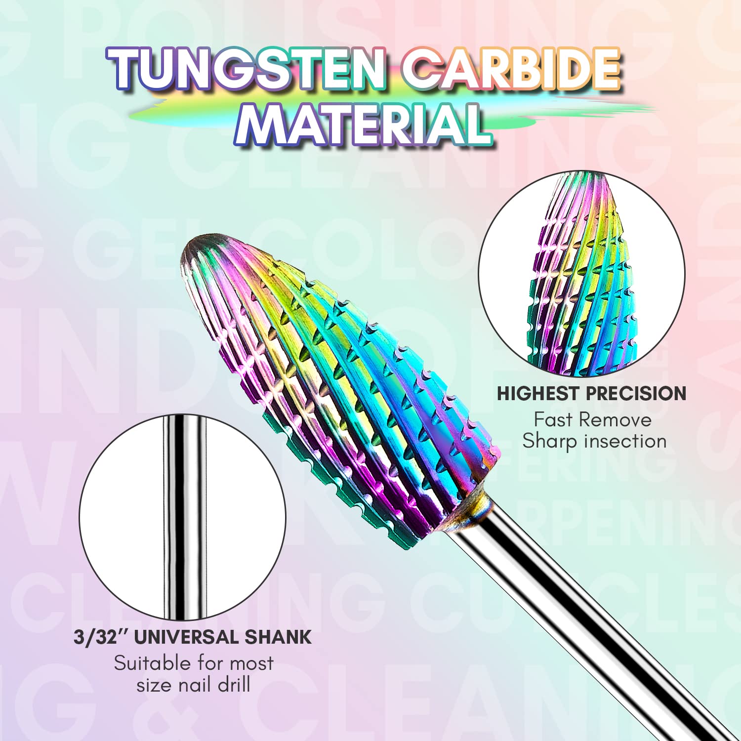 Makartt diamond tungsten carbide bit closeup for durable hard gel removal.