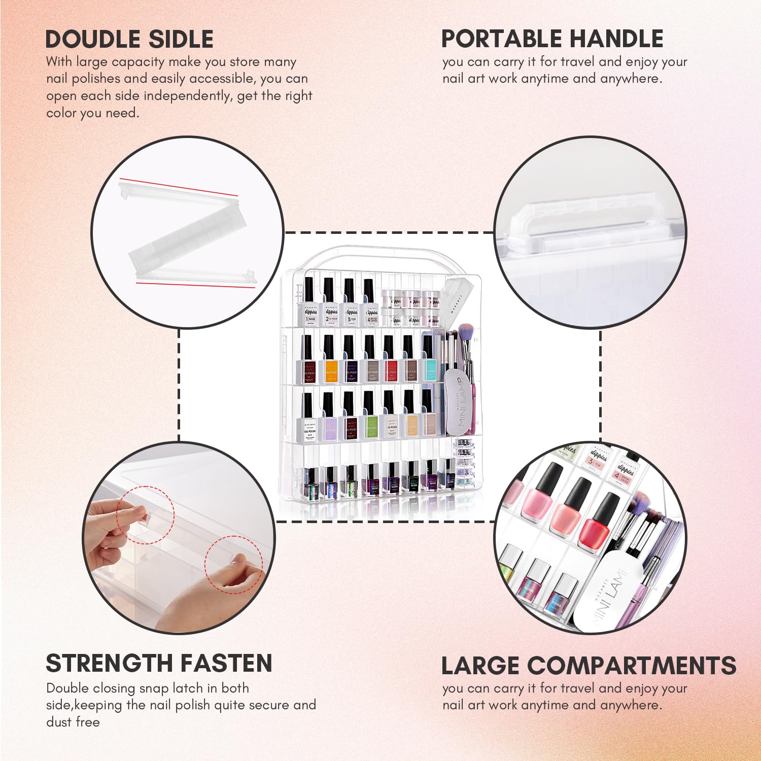 Makartt durable PP plastic construction supports 60 bottles securely.