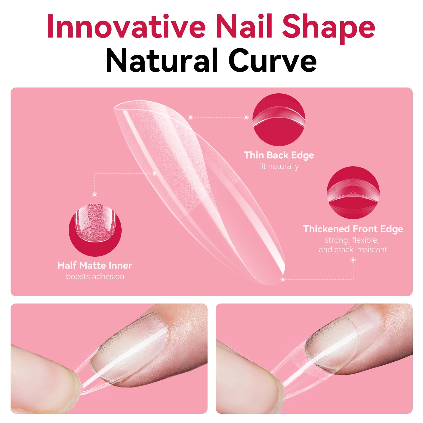 Makartt full-cover press-on nails in clear suitable for any color