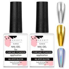 Makartt Gel Top Coat Chrome Mirror Shine highlights chrome powder finish.