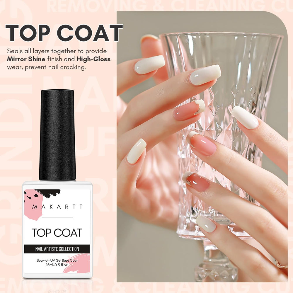Makartt Gel Top Coat No Wipe resists nicks and chips during daily activities.