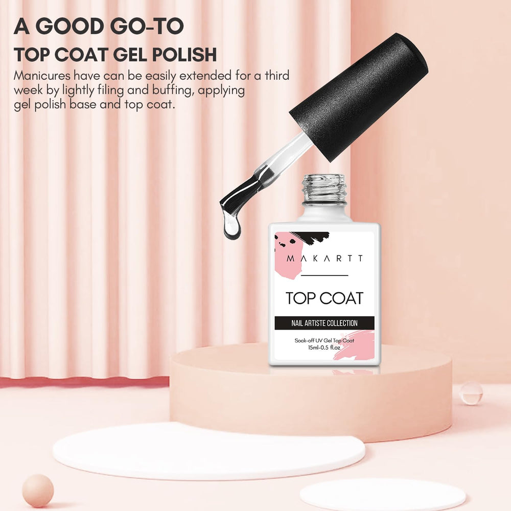 Makartt Gel Top Coat No Wipe is perfect for DIY nail kits at home.