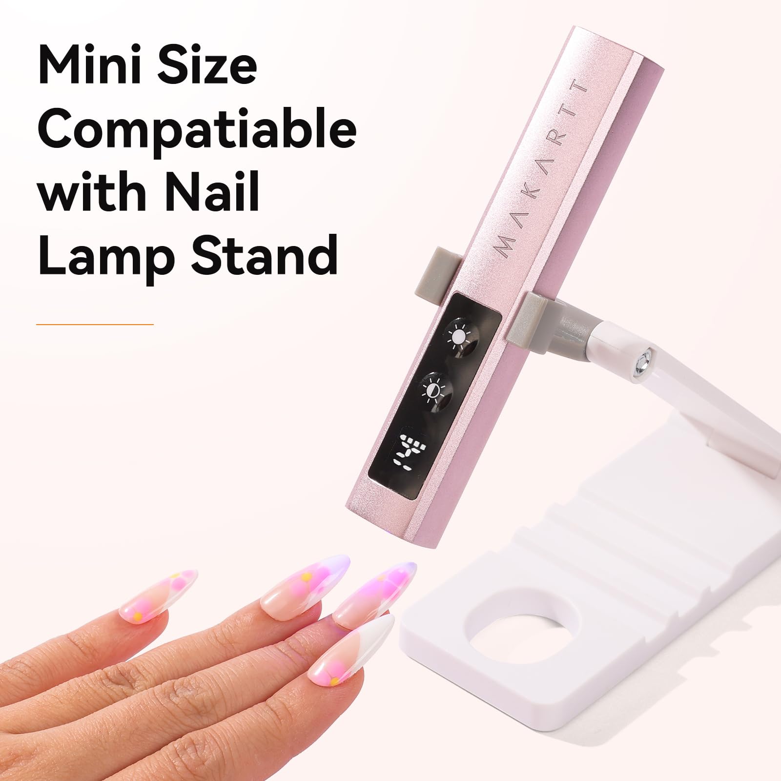 Makartt nail lamp works with gel polish and rhinestones for detailed nail art