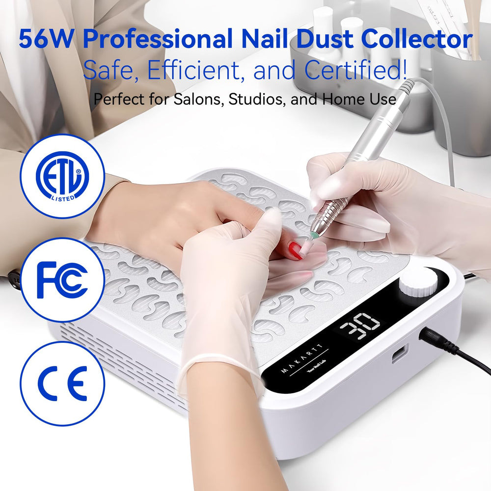 Makartt Larina LED display close-up showing adjustable suction for precise nail care.